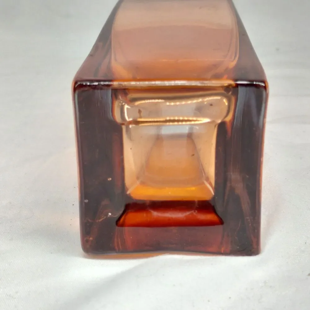 Glossy Amber Glass Rectangular Vase Decorative Solid China